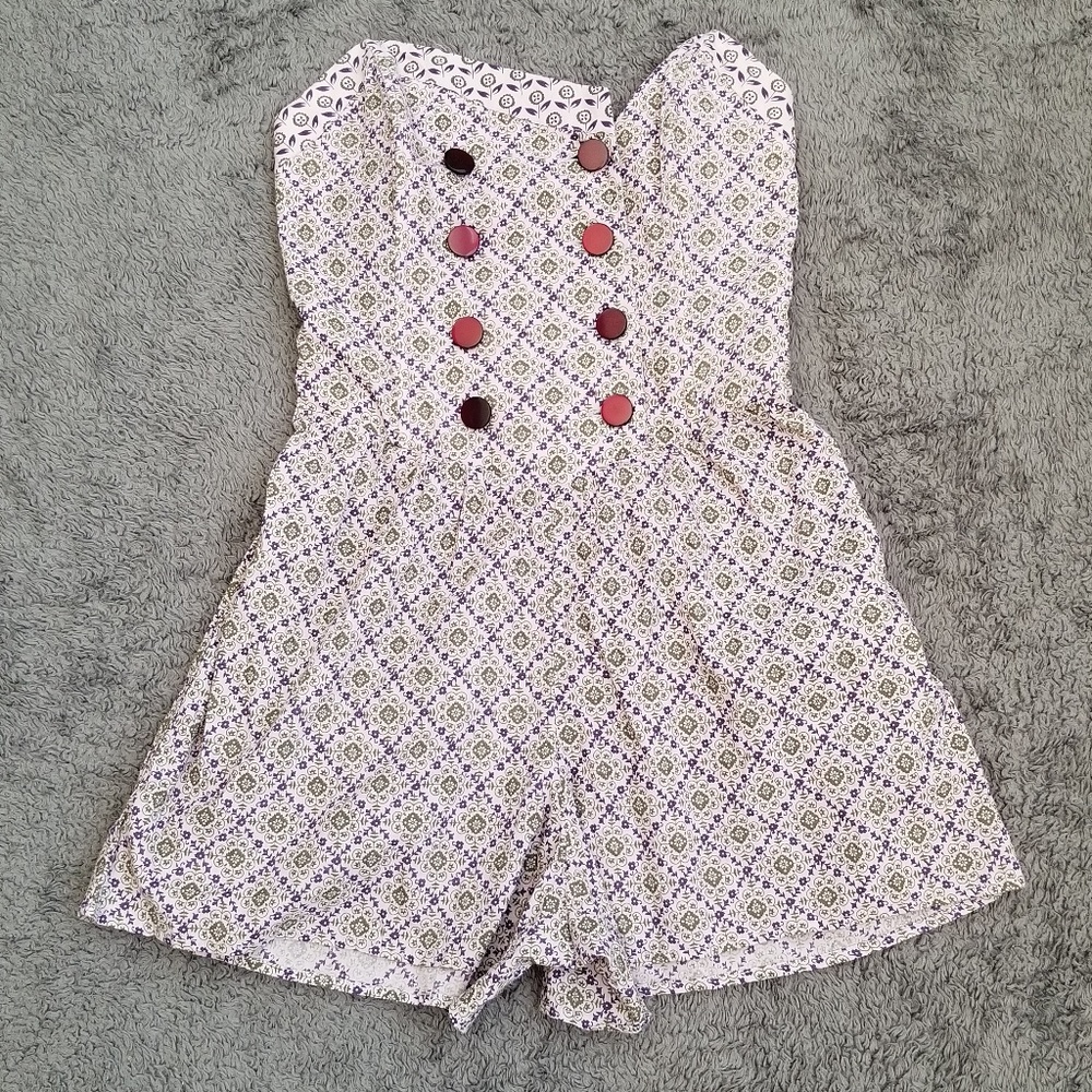 Charlotte russe purple printed romper size small